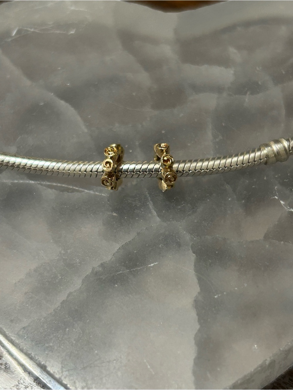 Pandora 14k Two solid Gold Small Rose Spacers